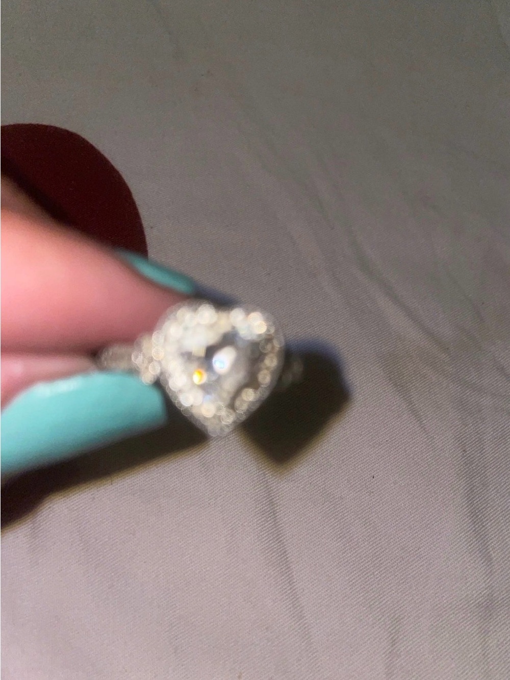 Silver Heart Halo Ring with Clear Center Stone